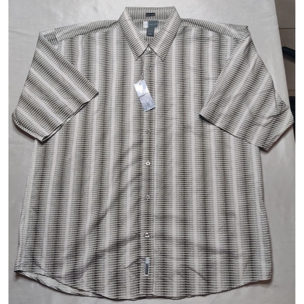 GODBODY BLACK LABEL Men‎ 3XL Black Gray Geo Stripe Short Sleeve Button Shirt NEW
